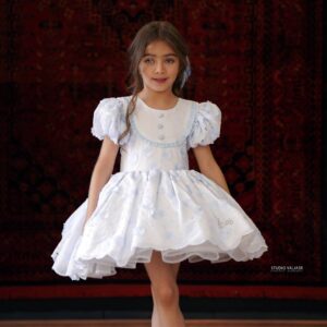 پیراهن غنچه آبی دخترانه کد ۵۹۶